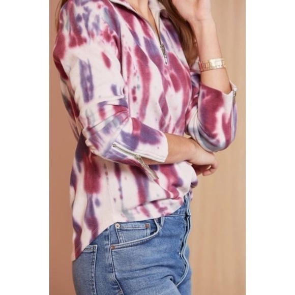 nwt // chaser tie dye ribbed quarter zip pullover - Picture 12 of 12